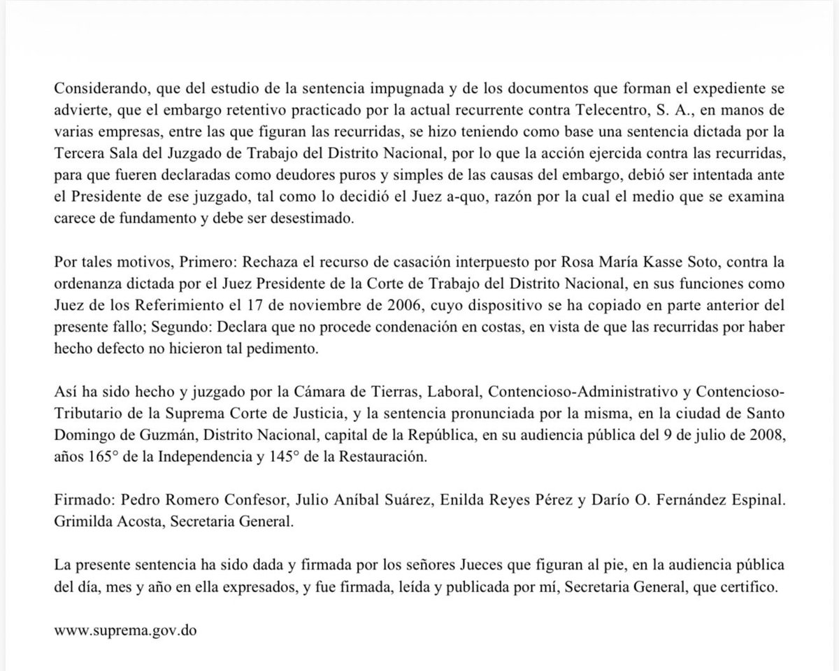 FJimenezRD's tweet photo. Competencia en asuntos relacionados con la ejecución de sentencias laborales. La ejecución por vía de embargo de las sentencias de los tribunales de trabajo compete al tribunal que dictó la sentencia. Por lo tanto, como se trató de una decisión rendida por la Tercera Sala del Juzgado de Trabajo, era competencia del presidente de dicho juzgado el conocimiento del conflicto en cuestión. Factum: trabajadora que procura que se declaren deudores puros y simples a los terceros embargados e intenta su acción ante un tribunal distinto al que originalmente dictó la sentencia que impuso las condenaciones.