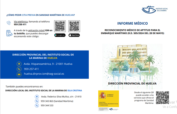 ISMrevistaMar's tweet photo. En Sanidad Marítima seguimos mejorando la atención👇
Nuestra compañera🩺#ISM #Huelva, Mercedes Alburquerque, ha creado carpetas informativas con QR para facilitar la petición de cita (📱, web o app #ISMentubolsillo) y acceder a los servicios de #SEDESS de forma rápida y sencilla. https://t.co/KZxMCIjs75