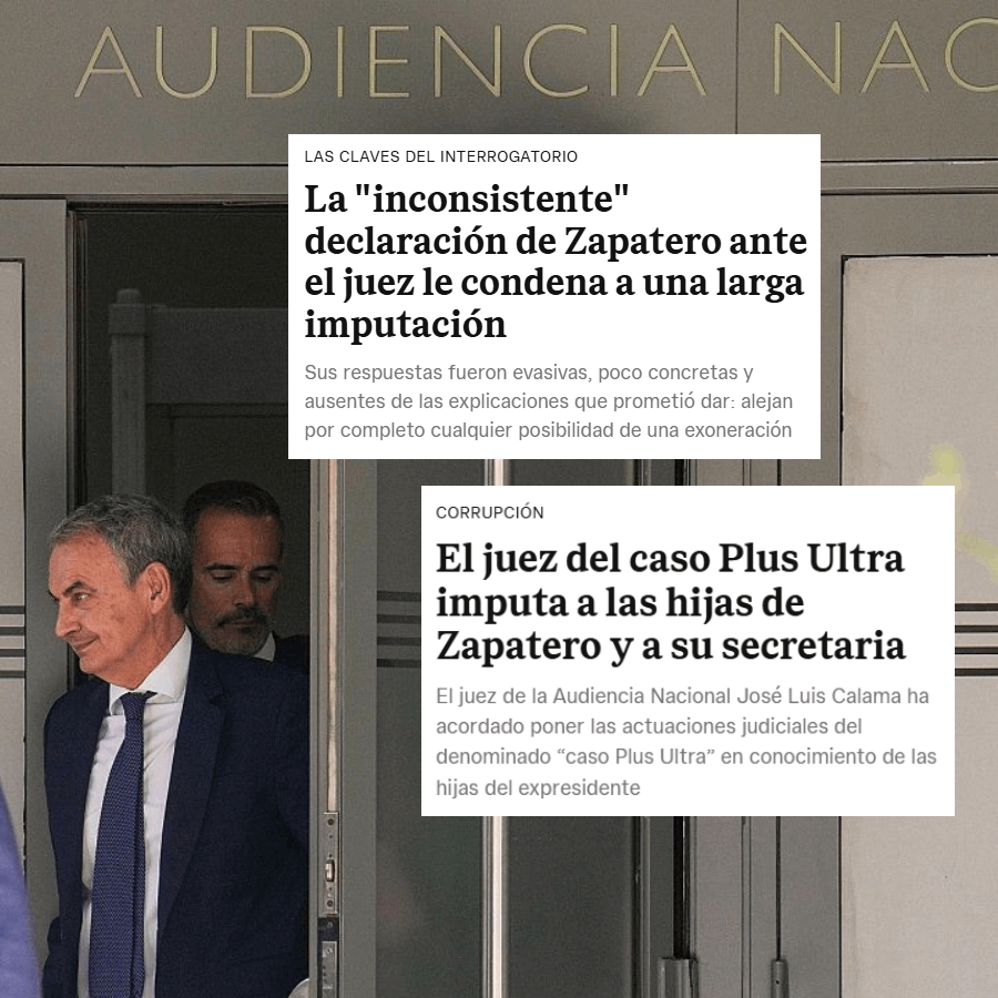 upn_navarra's tweet photo. Las hijas y la secretaria del expresidente Zapatero imputadas...

🔴 Escándalo tras escándalo.

🔴 Una vergüenza que se tapa con otra vergüenza.

¿Hasta cuándo los españoles van a tener que aguantar todo esto?

#corrupción https://t.co/8r7wocGvdT