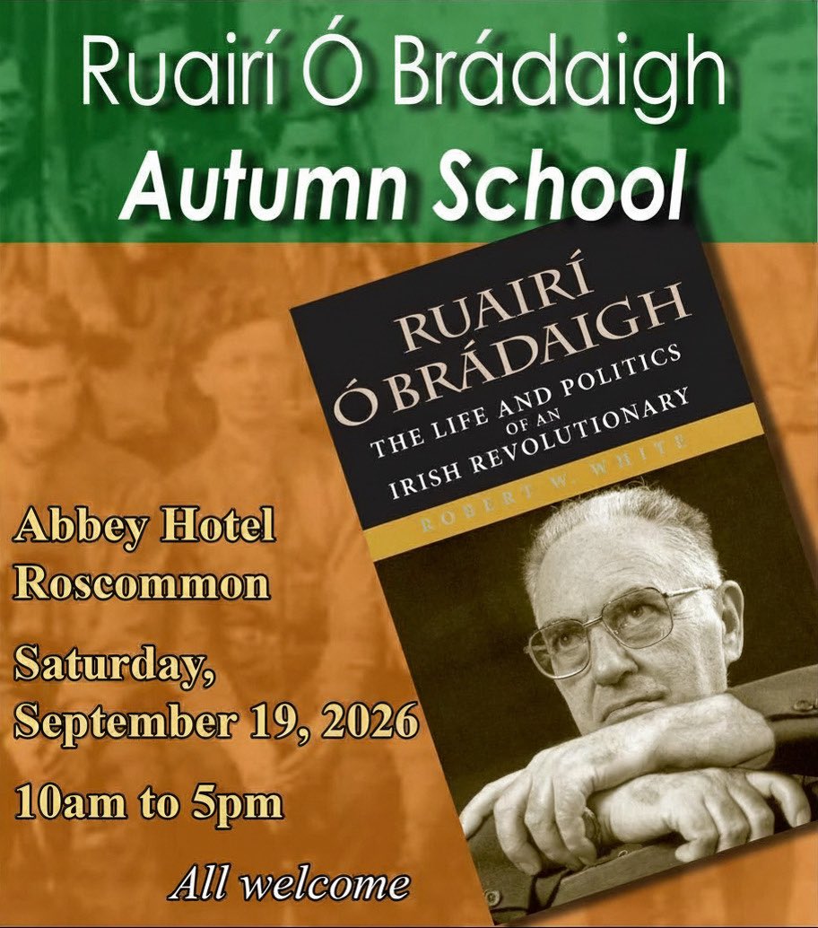 RepublicanSF's tweet photo. The Ruairí Ó Brádaigh Autumn School will take place Saturday, September 19th in the Abbey Hotel, Roscommon. All are welcome!

Speakers will be announced later. https://t.co/OHro1RMG40
