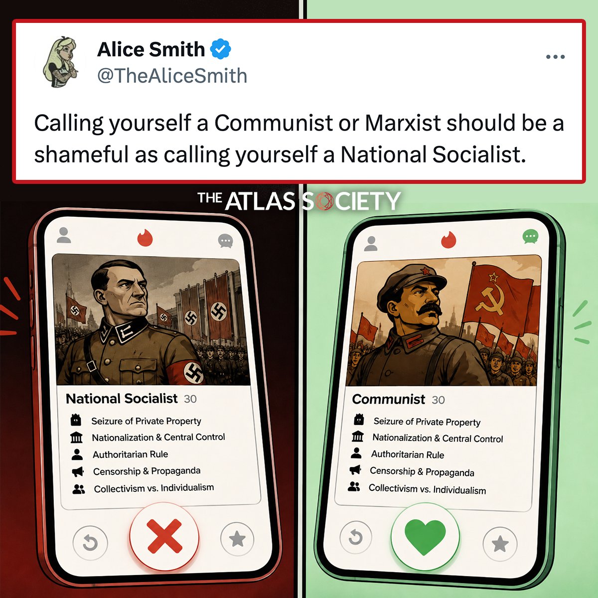 TheAtlasSociety's tweet photo. Different symbols. Similar policies. https://t.co/FPmap4GvPI