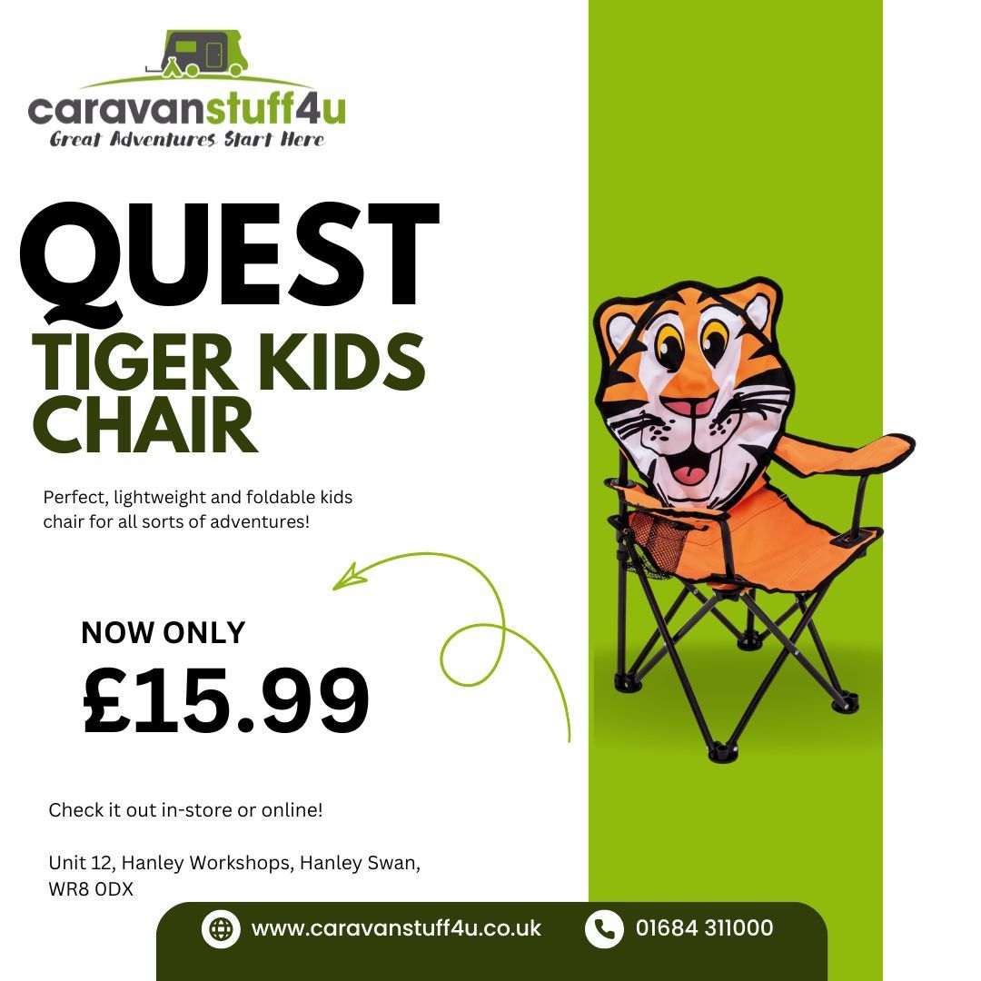 Caravanstuff4U's tweet photo. 🐯 Quest Tiger Chair now only £15.99 at CaravanStuff4u!🐯 
🚛 FREE UK DELIVERY🚛 
Click the link below:
https://t.co/JtWTkLICkt 
#kidschair #tigerchair #caravan #kids https://t.co/v7izqk7jsE