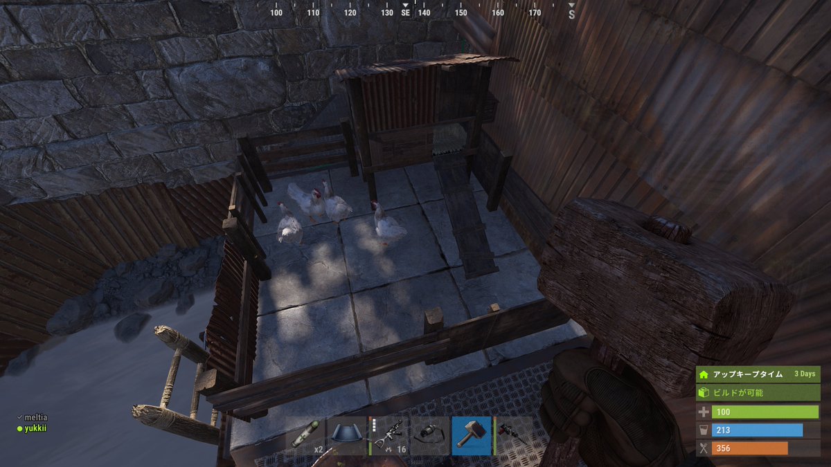 kalyucky's tweet photo. ここ１カ月半ほど、めるてぃあとRUSTというゲームを遊んだけど、ホント面白かった。はまり過ぎなくらいはまった。ので、いったん休憩。
この殺伐とした世界でめるてぃあがチル空間を作り出してるのがすごい能力だと思ったw
写真は僕たちの拠点。 https://t.co/qcUBmhp4rp