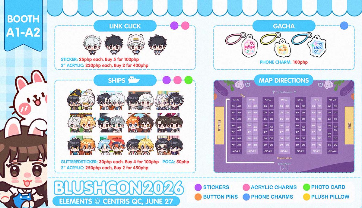 bbunbuns's tweet photo. ✨MERCH CATALOGUE✨
[ RTs are 🩵 appreciated ]

My catalogue for @BlushCon ( ◡̀_◡́)ᕤ 🍌🍆

🛍️Alien Stage, ORV, LADS, Link Click &amp; BL Ships

🥕Table A1-A2
🥕June 27, 2026
🥕Elements at Eton Centris, QC

#BlushCon2026 https://t.co/ehnf6Ds4c5