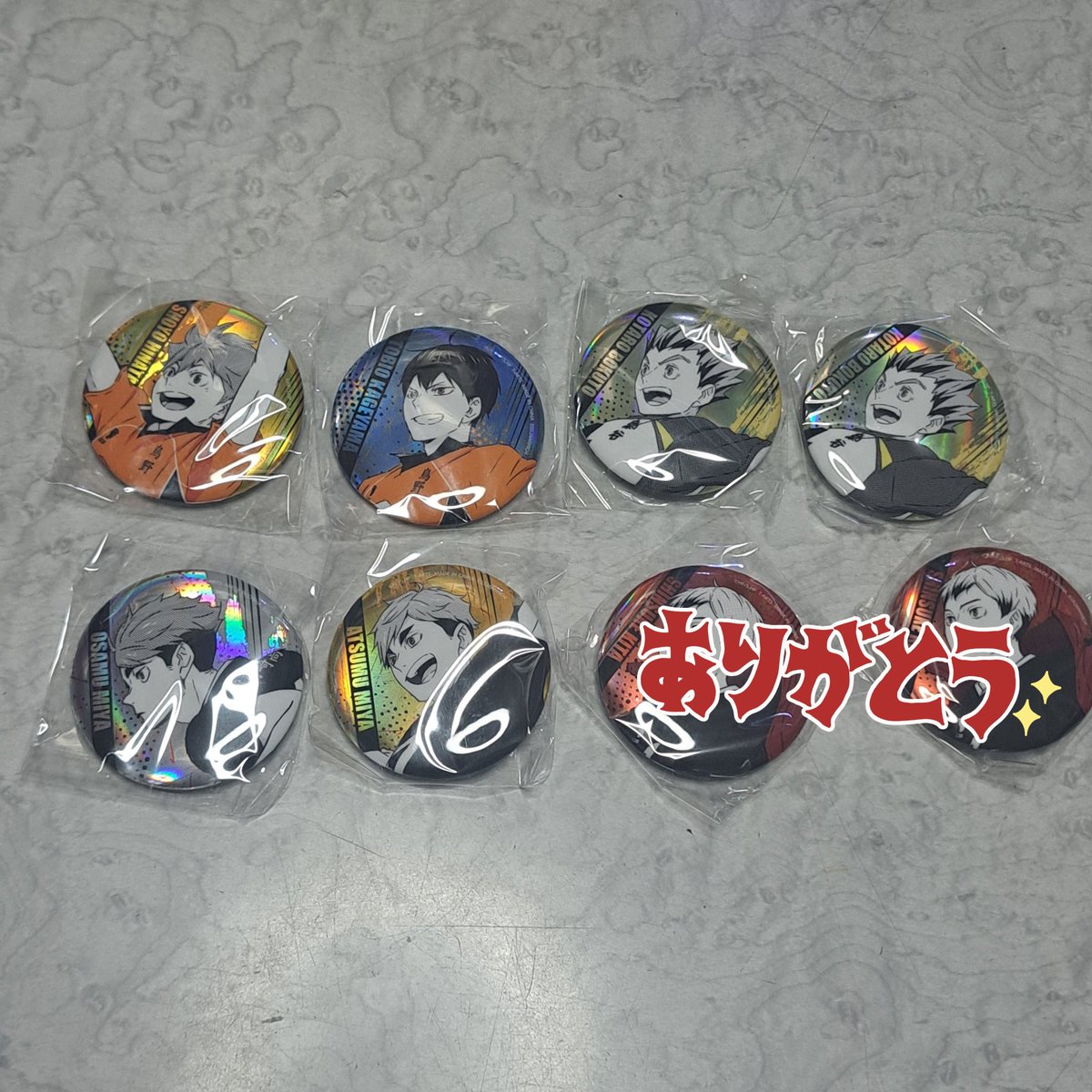 sakura_512's tweet photo. ハイキュー !! ジャンプシャイニー缶バッジ ガチャ 交換

譲 ） 日向　影山　木兎　宮 侑 治　宮兄弟

求 ） 孤爪研磨 ∞〉〉〉 月島 (1つ)
※未開封のみ　

※郵送交換のみ　纏めて優先　お断り❤対応
お心当たりのある方はお気軽にお声かけください！ https://t.co/z0F6Lyosvf