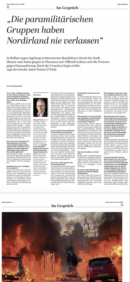 annettedittert's tweet photo. Die deu Berichterstattung über Belfast war größtenteils von Unwissen über die dortige Situation geprägt - oder von bewusst darüber gelegten Narrativen im Gefolge von Musk.  

Im Tsp analysiert @fotoole die wahren Hintergründe. Hervorragendes Interview mit der klugen @tessaszy 👇 https://t.co/dD4E4ZfYLX