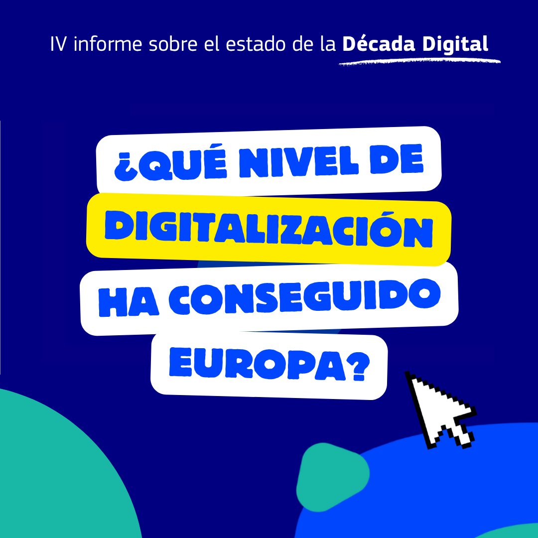 ComisionEuropea's tweet photo. 📢Ya está disponible el 4º informe sobre el estado de la Década Digital, un análisis del progreso de la UE hacia el logro de sus objetivos en materia de #TransformaciónDigital para 2030.

➕Info: https://t.co/Fes75c4Yyn
#DigitalDecade #DigitalEU https://t.co/OQ1v9YteEd