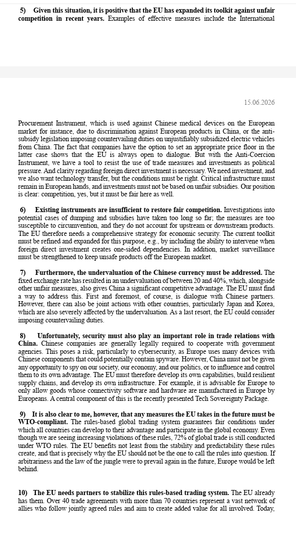 fbermingham's tweet photo. A thoughtful intervention from the EP's top trade lawmaker @berndlange on the China debate

Supports the use of tariffs as a last resort to countervail Chinese currency devaluation, supports a diversification instrument, says everything must be done within the rules of the WTO https://t.co/G7ycXUmcK5