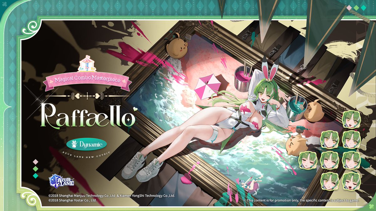 AzurLane_EN's tweet photo. ⛨Magical Combo Masterpiece⛨

Welcome to the Circus Art Roadshow! What do you think, Commander? Did my present make your heart race? I used everything I have to complete this art... And I mean EVERYTHING♪

RN Raffaello is changing into her new Dynamic attire. She will grace your dock in the near future, Commander.

#AzurLane #Yostar