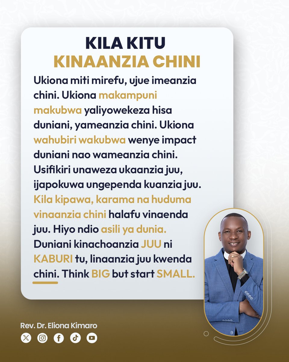 ElionaKimaro's tweet photo. Duniani kila kitu kinaanzia chini, Kinachoanzia juu ni kaburi tu. https://t.co/5W1JMdGOmb