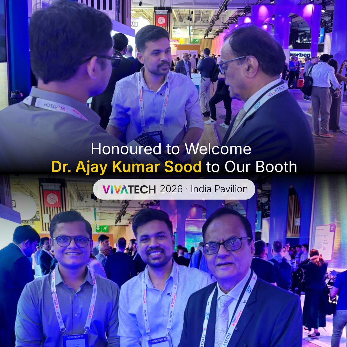 daten_wissen's tweet photo. Day 1 at VivaTech 2026, Paris, was special as we met Dr. Ajay Kumar Sood and showcased how Daten & Wissen is making #CCTV smarter with AI-powered video intelligence for safer, smarter, and more efficient enterprises. #VivaTech2026 #IndiaAI #DatenAndWisssen #NWarchAI https://t.co/0Ul5lhbYkQ
