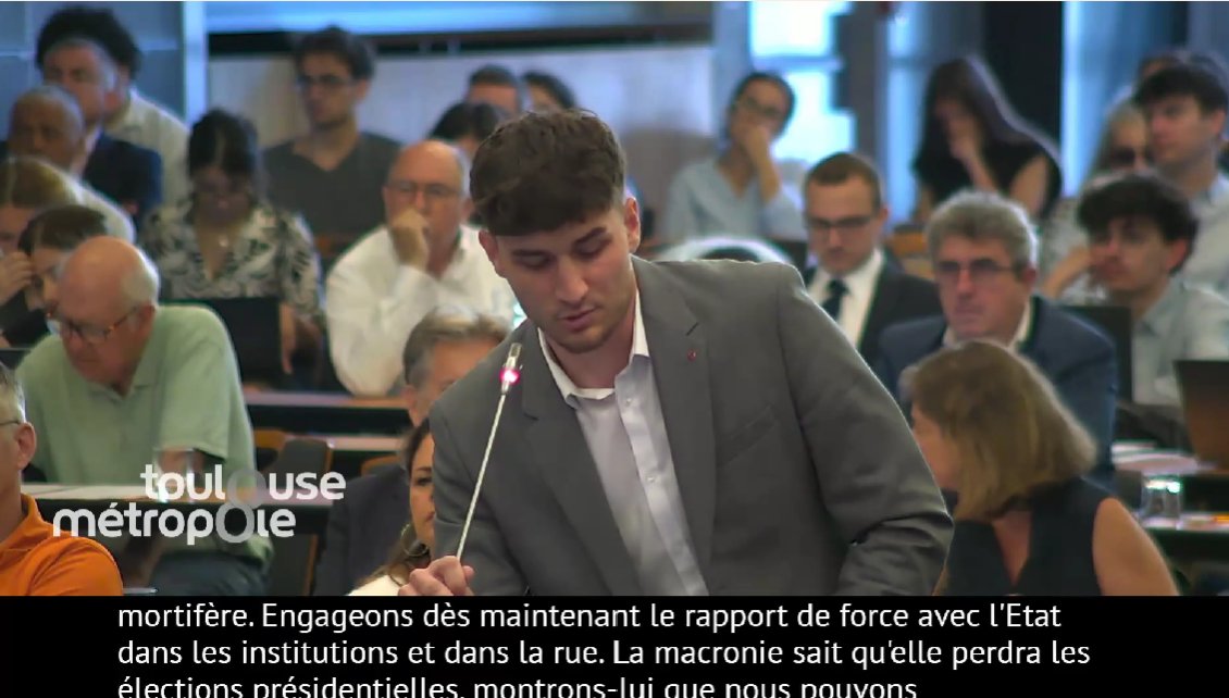 canardumidi's tweet photo. @fbriancon @jlmoudenc @crcoccitanie @TSuaud Le jeune élu @J_Cadieu critique "la cure d'austérité" de Toulouse Métropole en #ConseilTM.
Il dénonce "une saignée de 164 millions" dans les projets d'investissements et pointe au passage la responsabilité d'une "gauche qui n'est plus la gauche"
@lagglorieuse https://t.co/yLzyDHPuqk