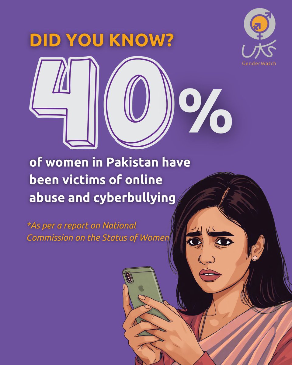 CenterUks's tweet photo. Did you know? As per National Commission on the Status of Women, 40% of women in Pakistan have been victims of online abuse and cyberbullying. In our latest episode of #HashtagSeAagay, we discuss TFGBV (Technology-Facilitated Gender-Based Violence) and its long-lasting effects. https://t.co/sfl1MTU1PH