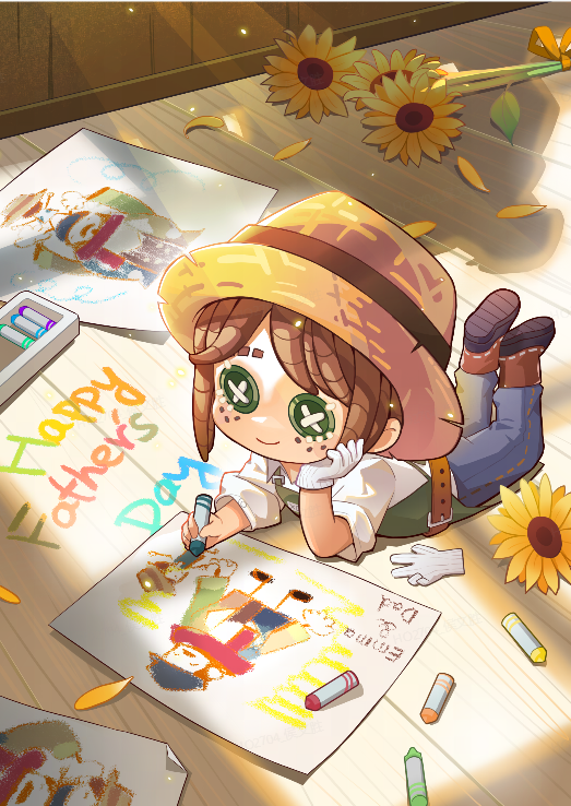 GameIdentityV's tweet photo. Dear Visitors,
Crayons scattered across the floor, sunlight pooling around your small shoulders as you color him into existence — one stroke at a time.
The drawing may be crooked, but every line holds a world of love.
Happy Father's Day to all the fathers who inspire us to create.
#IdentityV #FathersDay