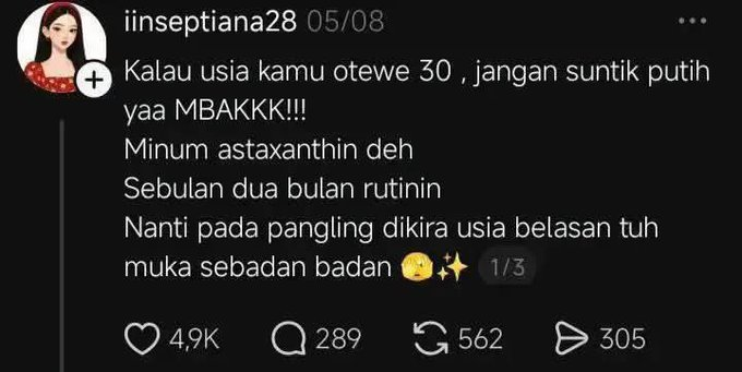evahandayani31's tweet photo. MAKASIH KAKKK 😭🫶🏻

Istri to istri, jangan cuma skincare-an dari luar 😭🙏🏻

Kulit juga perlu dirawat dari dalam biar tetap fresh &amp; gak keliatan kusam ✨ https://t.co/wnzZsnqwbF