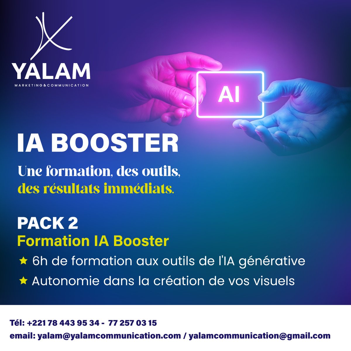 Yalamcomm's tweet photo. Ne subissez pas la révolution de l'IA, maîtrisez-la ! 🚀

Boostez votre productivité et votre créativité avec le PACK 2 IA Booster. Apprenez à dompter ces technologies pour transformer votre communication.

1 formation, des outils, des résultats immédiats. 👇 https://t.co/8cgPuETjSi