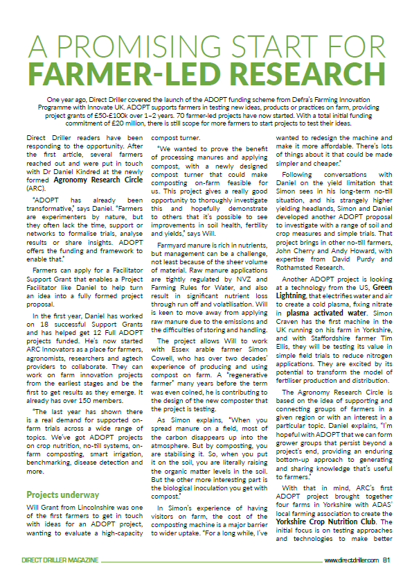 mydirectdriller's tweet photo. 👍🏼A promising start for farmer-led research written by us here at Direct Driller in our latest Tech Farmer magazine, sponsored by @LloydsBankBiz 

➡️ Read now: https://t.co/LPmt4Qx4xA

#technologyfarming #ADOPT #funding #farminguk https://t.co/q6PiEBHqHQ