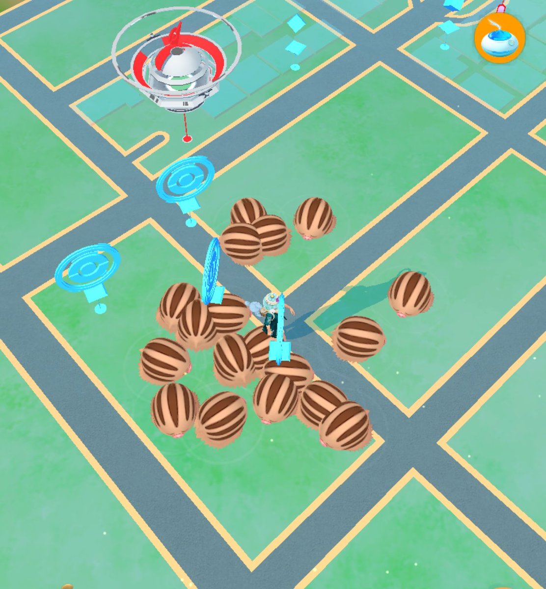 BernieCreamGO's tweet photo. Never seen so many pokemon for a spotlight hour with no lures or palkia! Loving these new updates to PoGo! https://t.co/wMZx84C1Fu