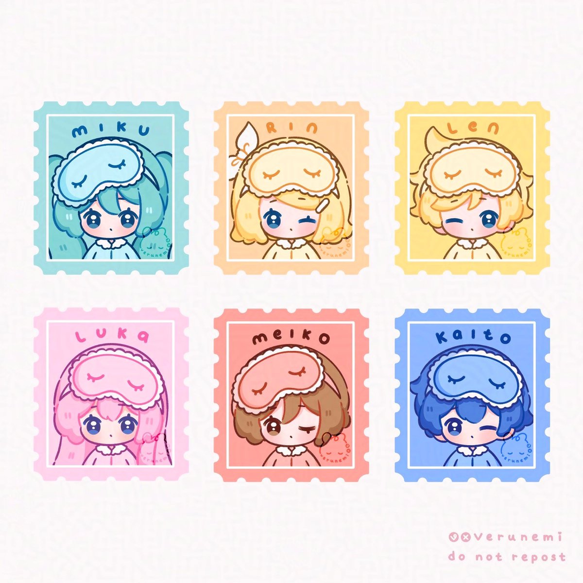 Verunemii's tweet photo. Vocaloid stamp series✉️✨️

#初音ミク #鏡音リン #鏡音レン #巡音ル #MEIKO #KAITO https://t.co/uMMZeCI0hW