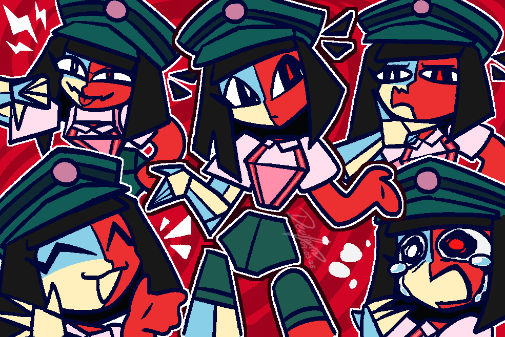 Deciferin's tweet photo. I wanted to try drawing Ena in a simpler style, maybe to make an animation. I'm still testing it out, so it's not very consistent yet. #ena #enadreambbq https://t.co/sHqGQrUTK3