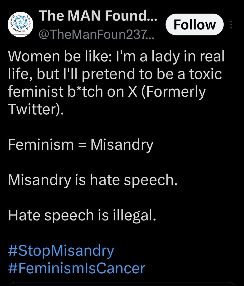 TakedownMRAs's tweet photo. "Hate speech is illegal"

"Hate women? Join our Men's  Rights group!" https://t.co/OqYi1Dz5RY