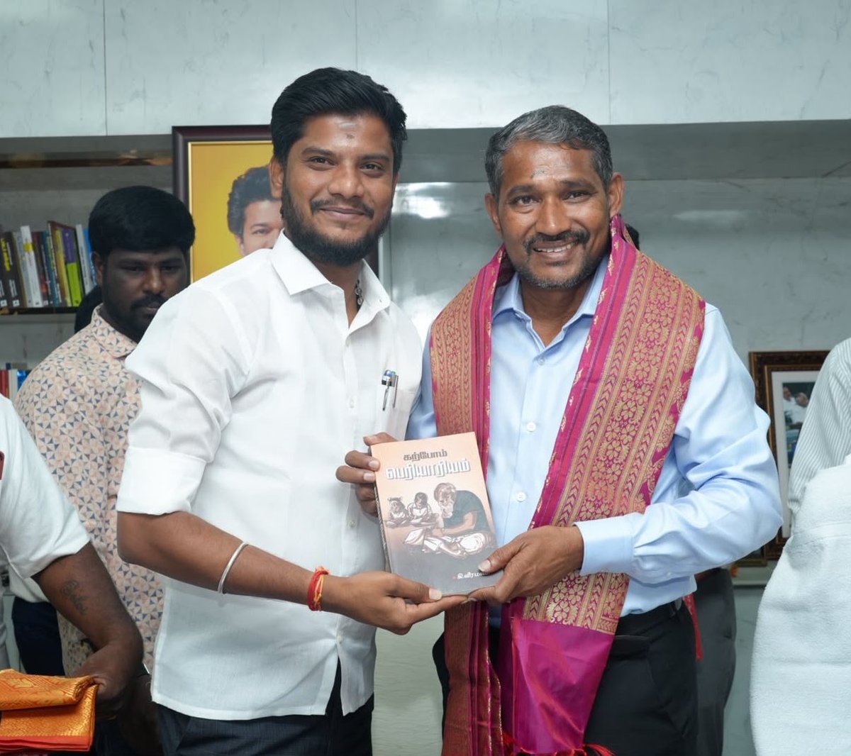 VanniTamizhVCK's tweet photo. மாண்புமிகு இந்து சமய அறநிலையத்துறை அமைச்சர் திரு. சீ.ரமேஷ் அவர்கள் இன்று (18.06.26) தலைமைச் செயலகத்தில் எமது அறைக்கு வருகை புரிந்தார். திராவிடர் கழக தலைவர் ஆசிரியர் கி.வீரமணி அவர்களின் 'கற்போம் பெரியாரியம்' நூலை வழங்கி வாழ்த்தினார்.

இந்து சமய அறநிலையத்துறை சார்ந்த கோரிக்கைகளோடு வந்திருந்த மக்களின் குறைகளை அக்கறையோடு கேட்டு, உடனுக்குடன் அதிகாரிகளை தொடர்புகொண்டு அதற்கு தீர்வு கண்டார். நாடெங்கும் பேசப்படும் இளம் அமைச்சரின் துடிப்பான மக்கள் நலப்பணியை நேரில் கண்டேன். அவருக்கு புரட்சியாளர் அம்பேத்கர் அவர்களின் சிலையை வழங்கி வாழ்த்தினேன்.

@RameshOffcl