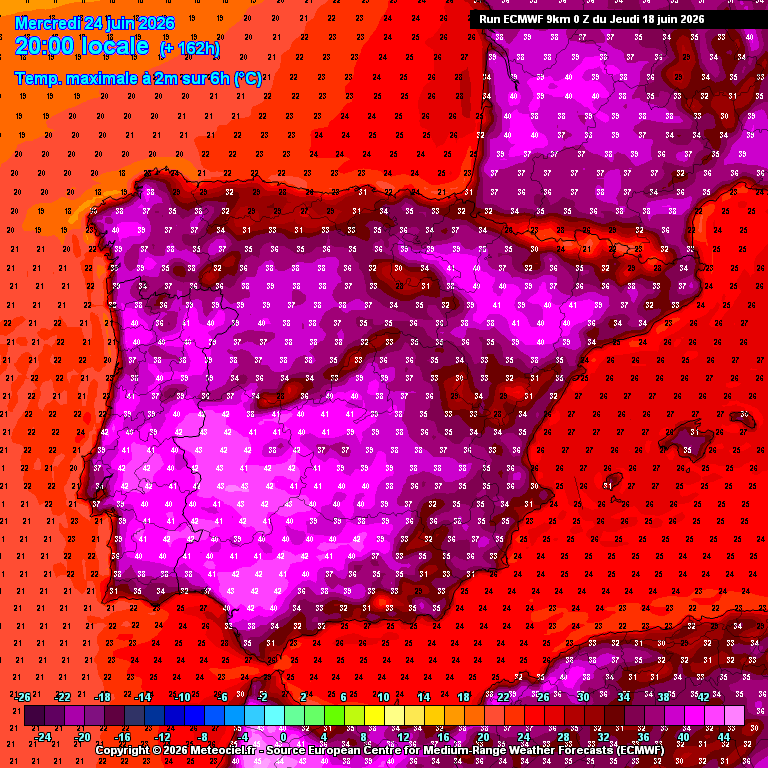 RedmeteoP's tweet photo. Estas son as POSIBLES temperaturas que de manexan a día de hoxe para o día de San Xoán e achegados. Os valores chegarían a 40° en zonas nada afeitas a acadar semellante temperatura xunto con noite que tamén prometen ser moi cálidas 📈📈

Ireino seguindo, calma que aínda queda https://t.co/i4f2sCw11q