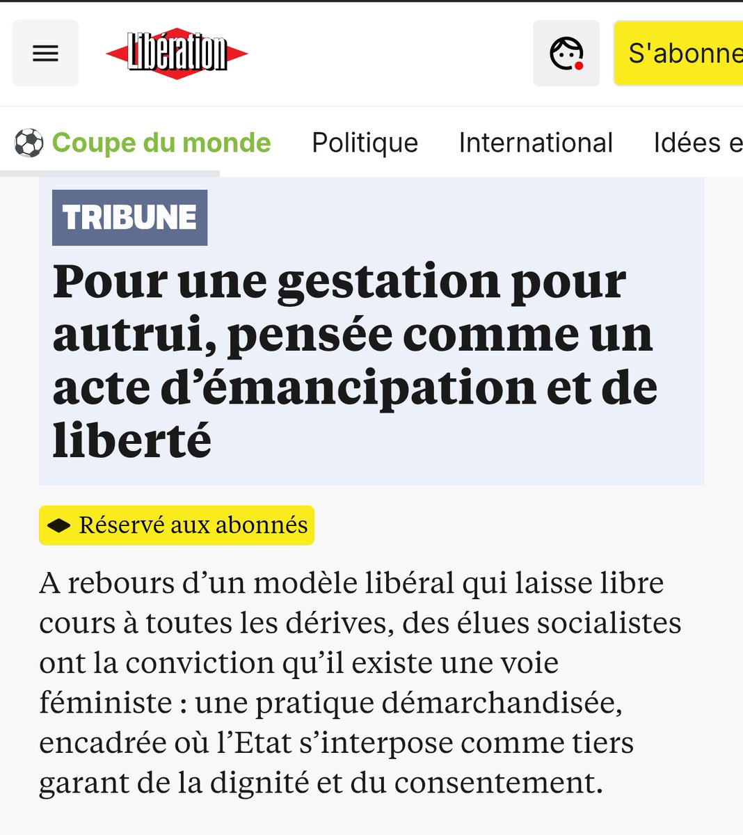 jon_delorraine's tweet photo. 🔴🇫🇷 ALERTE INFO - Un collectif d'élus socialistes a signé une tribune dans Libération en faveur de la GPA. 

Si vous êtes contre, mettez NON en commentaire que tout le monde sache que nous sommes contre le trafic d'êtres humains, et qu'un enfant a besoin de sa mère. https://t.co/xXeahbY0fx