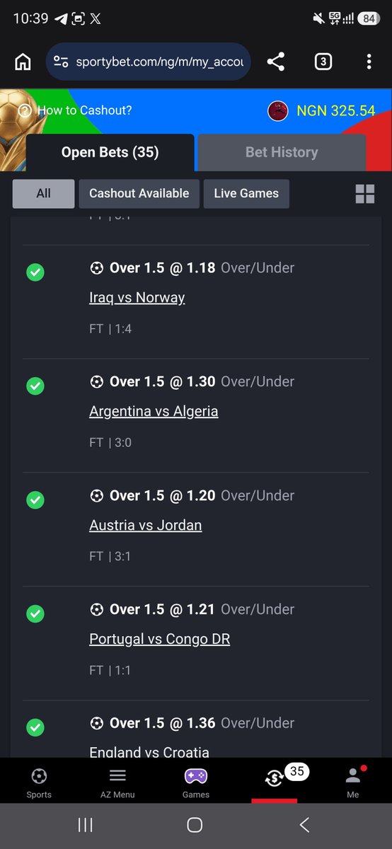 _Jaredad's tweet photo. See the over 1.5 longshot wen I drop for world cup

Only 2 cut so far

All these online keyboard only to criticise dem sabi

If e sure 4 u enter sporty drop 100k+ odds wen go boom

U think say to boom mega odds easy

Abeg which latest 10/10 movie dey wen man fit watch https://t.co/VD8IF14sG3