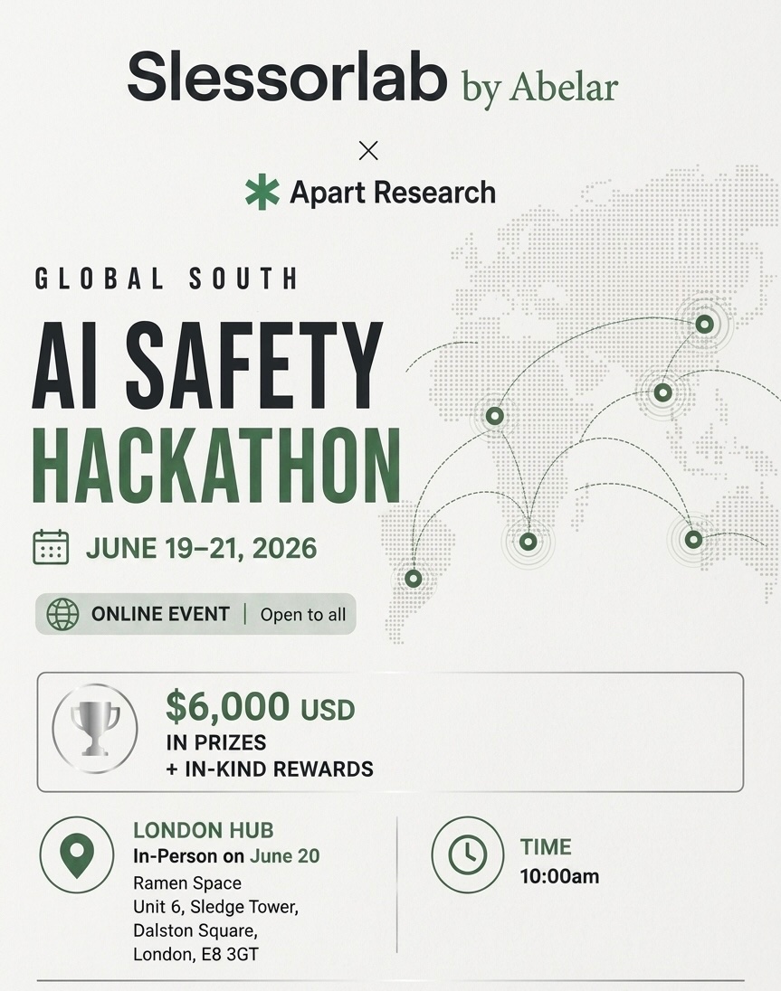 MartinsCesare's tweet photo. I’m collaborating with 
@apartresearch to host a London hub for The Global South AI Safety hackathon. If you’re participating or interested in participating, come join us 
@RamenClubHQ this Saturday, 20th June at 10AM https://t.co/v9muPzwmnq