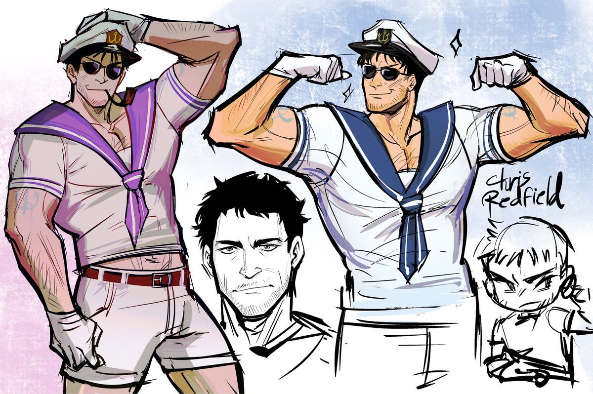 Rayosechi's tweet photo. Chris doodles #chrisredfield #residentEvil https://t.co/4Bk3TONJcY