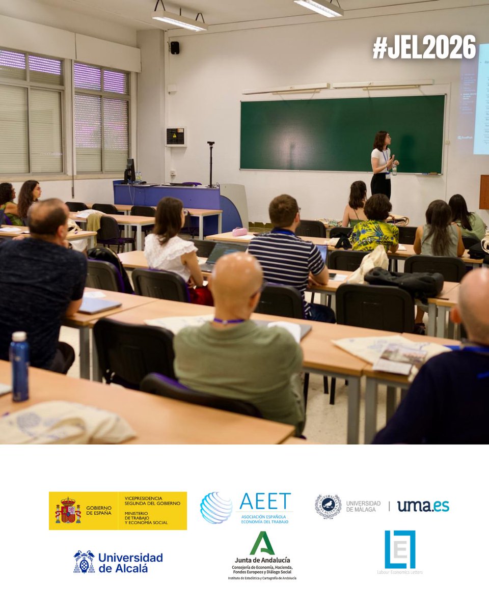 aeetrabajo's tweet photo. ☀️ Y así va la mañana.

Primera sesión paralela completada en las XVIII #JEL2026

Debate al máximo nivel. Investigación que importa. 💙

¡Gracias a todos los que nos acompañáis! 
Queda mucho por delante 🔥

#AEET #EconomíaLaboral #Málaga2026 #LabourEconomics https://t.co/IdnFIgsDCR