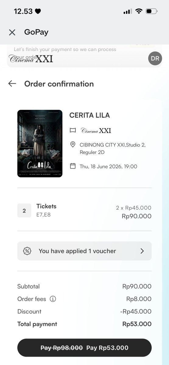 DimasWidjonarko's tweet photo. lagi cari hiburan hemat? ada promo beli 1 gratis 1 tiket nonton cerita lila, jadi bisa nonton berdua cuma bayar 1 tiket aja. pembelian hanya di XXI di aplikasi gopay ya, langsung cek disini https://t.co/yYhFXjZ5Rr
 #GOPAYNONTONGRATIS https://t.co/OvQzohYpPh