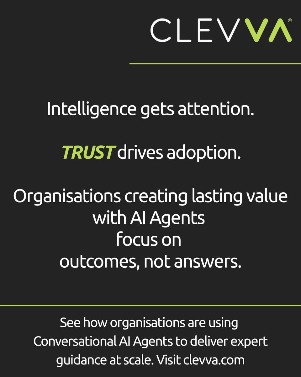 clevvapty's tweet photo. 💡 Intelligence gets attention.

🤝 Trust drives adoption.

As organisations scale their Conversational AI Agents, trust is becoming the ultimate differentiator.

🌐 https://t.co/UBjxb6jnZl

#business #AIAgents #EnterpriseAI #CustomerExperience https://t.co/AqjdzsVKUM