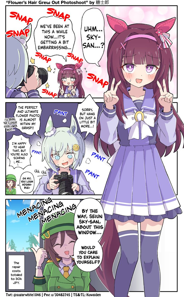 Kuwaiden's tweet photo. Flower's Hair Grew Out Photoshoot by @sugarwhite1046 

Please take good care of school facilities

#ウマ娘 #Umamusume 
#ウマ娘英訳 #UmaTranslations https://t.co/MxPJ643zIs