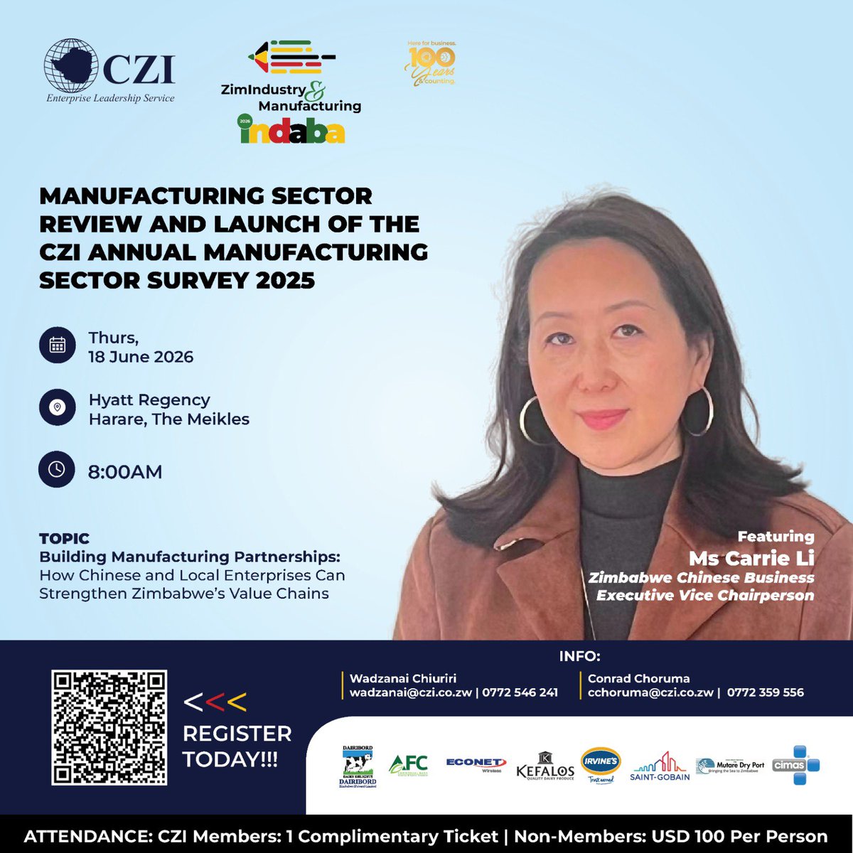 czionline's tweet photo. “Chinese manufacturing in Zimbabwe is broader than just mining and steel. Sino-Zimbabwe Cement has been operating since 2001 in Gweru and was running at 90% utilisation as recently as 2022. Chinese investment is also supporting local production of cement, bricks, porcelain tiles, ceramic tableware, school shoes, gumboots and other manufactured products that are supplying domestic and regional markets.” – Carrie Li, Executive Chairperson Zimbabwe Chinese Business Association

#MSSR2025Launch #ZimIndustry #ManufacturingIndaba