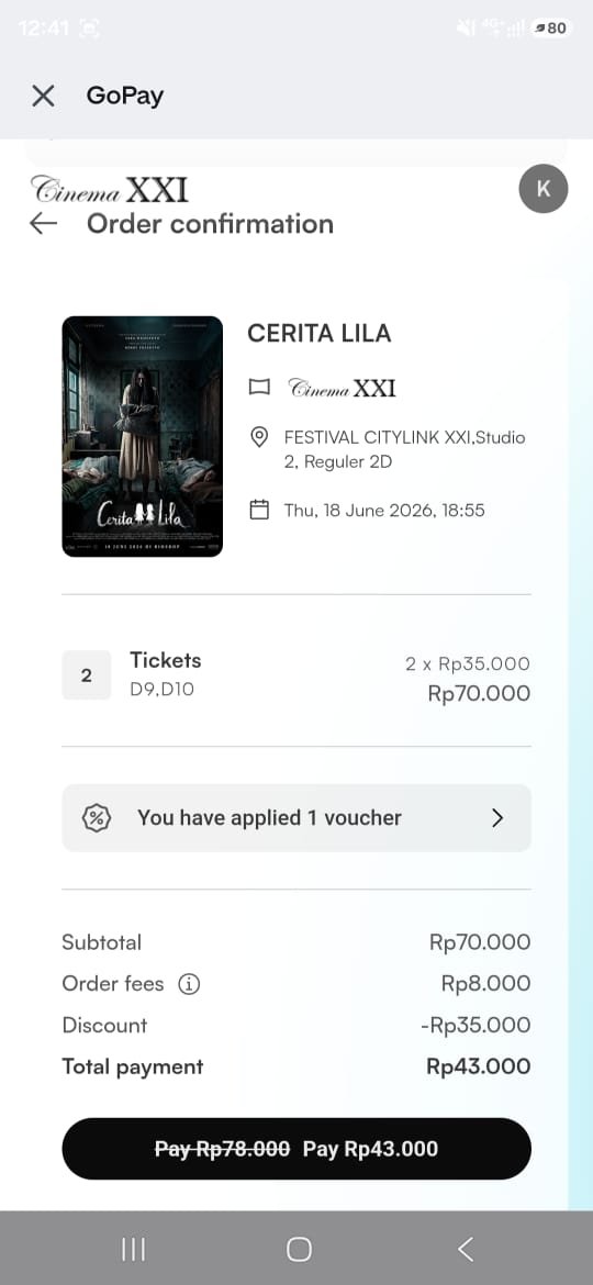 malovvaass's tweet photo. seru nih, Tiket Cerita Lila BUY 1 GET 1! 😍 pembelian hanya di XXI di aplikasi GoPay. #GOPAYNONTONGRATIS https://t.co/d00w2r8bS6… https://t.co/zSh36yZxke