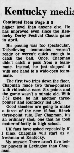 KYHSHistory's tweet photo. Rex met Bird (Larry) at the KY-IN All Star game this week in 1986. Earl Cox had the story and predicts Rex will start in the fall for UK. https://t.co/fME8bqtlw1