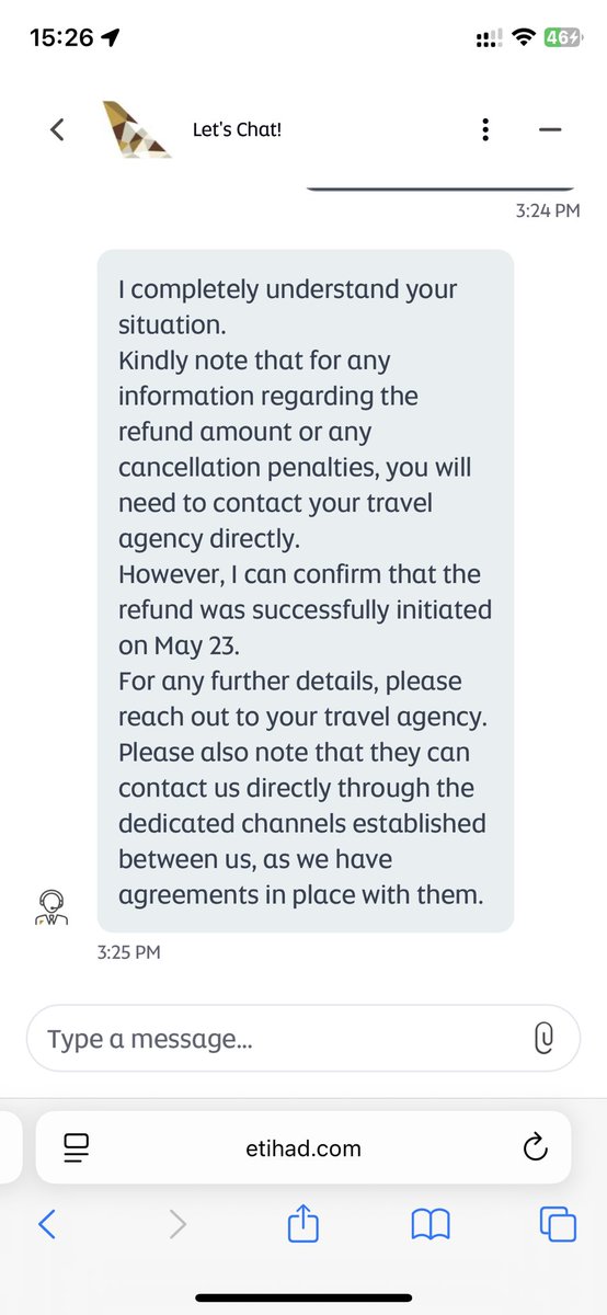 ArshiAli98's tweet photo. @makemytripcare @MoCA_GoI @makemytrip @makemytrip @makemytripcare @MoCA_GoI

Etihad confirmed the refund was initiated on 23 May 2026. Please check with Etihad and update my refund status.

PNR: 93NS74 https://t.co/I9y0ynwUSf