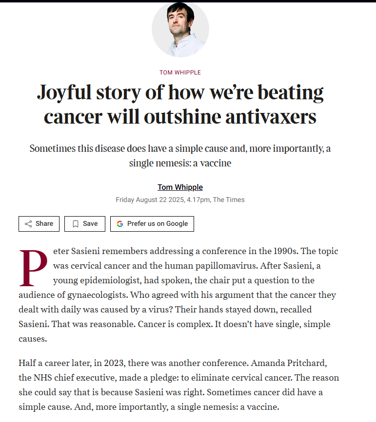whippletom's tweet photo. I wrote a while back about the scientific epic that was the discovery HPV causes cancer. https://t.co/uYcE4ByicW
