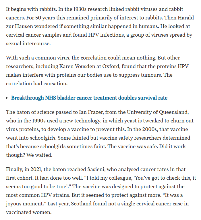 whippletom's tweet photo. I wrote a while back about the scientific epic that was the discovery HPV causes cancer. https://t.co/uYcE4ByicW