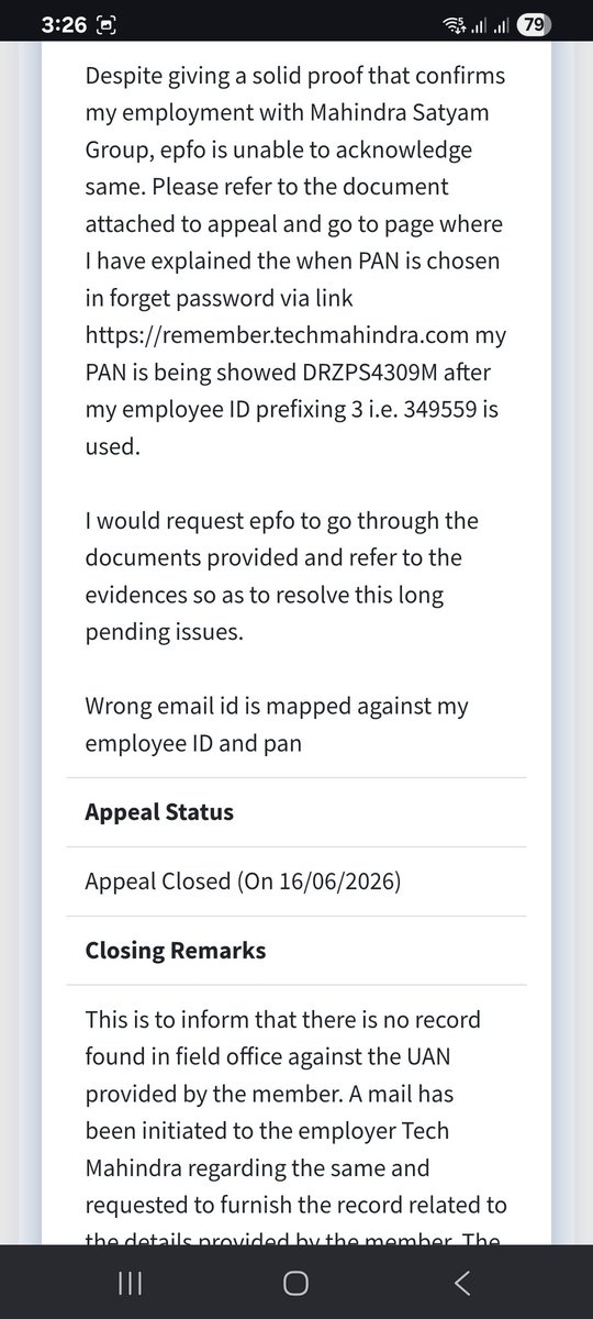 ManishsSamant's tweet photo. @tech_mahindra @MahindraRise @officialepfo @anandmahindra @TechMcares @officialepfo @cpgrams @DARPG_GoI
आपने पिछले साल और इस साल कई सारी mails भेजी क्या हु @TechMcares
Didn't respond. I hv send them mails since 3+ years
Pl close Appeal or Grievance only after resolution of the issues.  It's basic ask to map the current UAN with PF account 2012-13 https://t.co/vQ4sg4nmNd
