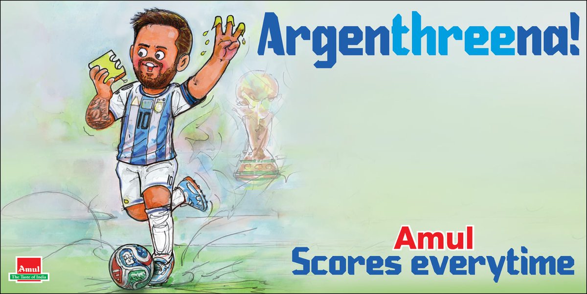 Amul Topical: Messi scores hattrick vs Algeria, making him the joint ...