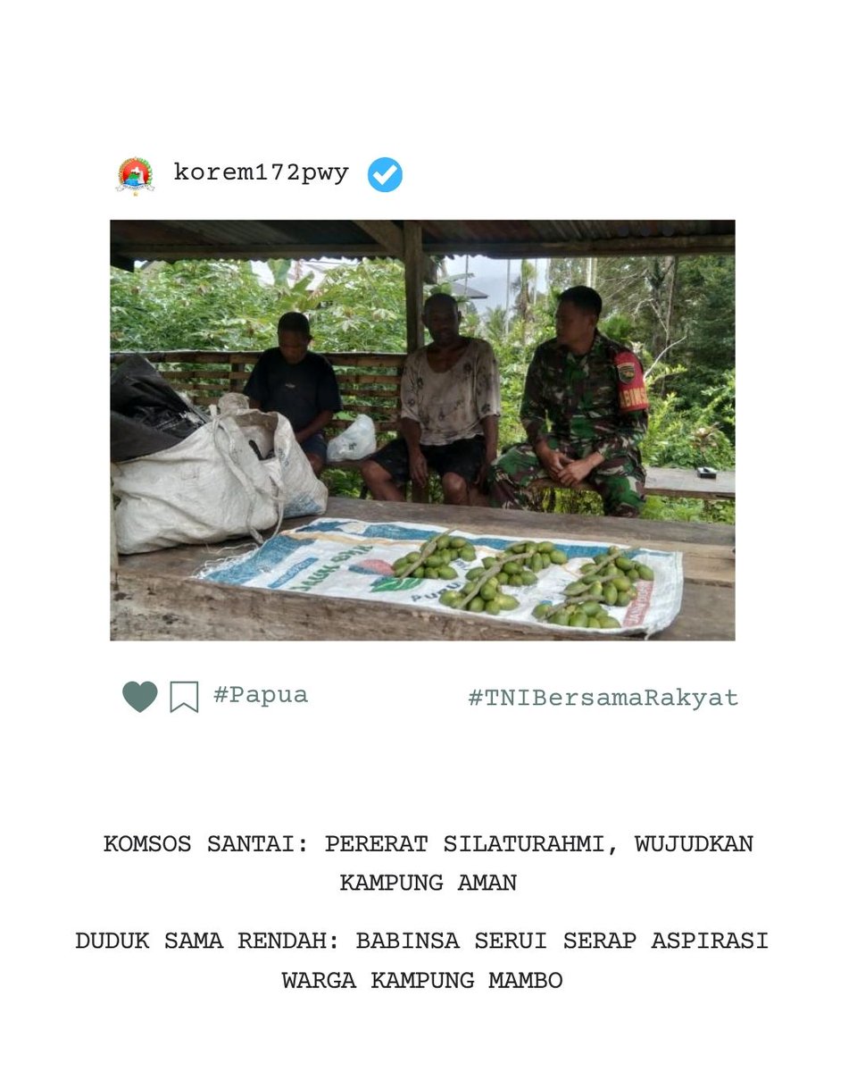 korem172pwy's tweet photo. Ngobrol Santai di Pondok Pinang, Babinsa Serui dan Warga Kampung Mambo Bahas Keamanan Wilayah

https://t.co/x2GukoEjlh

https://t.co/DpWrduN8Uv

https://t.co/POUP6zI0Cc https://t.co/p2pxhgRI3w