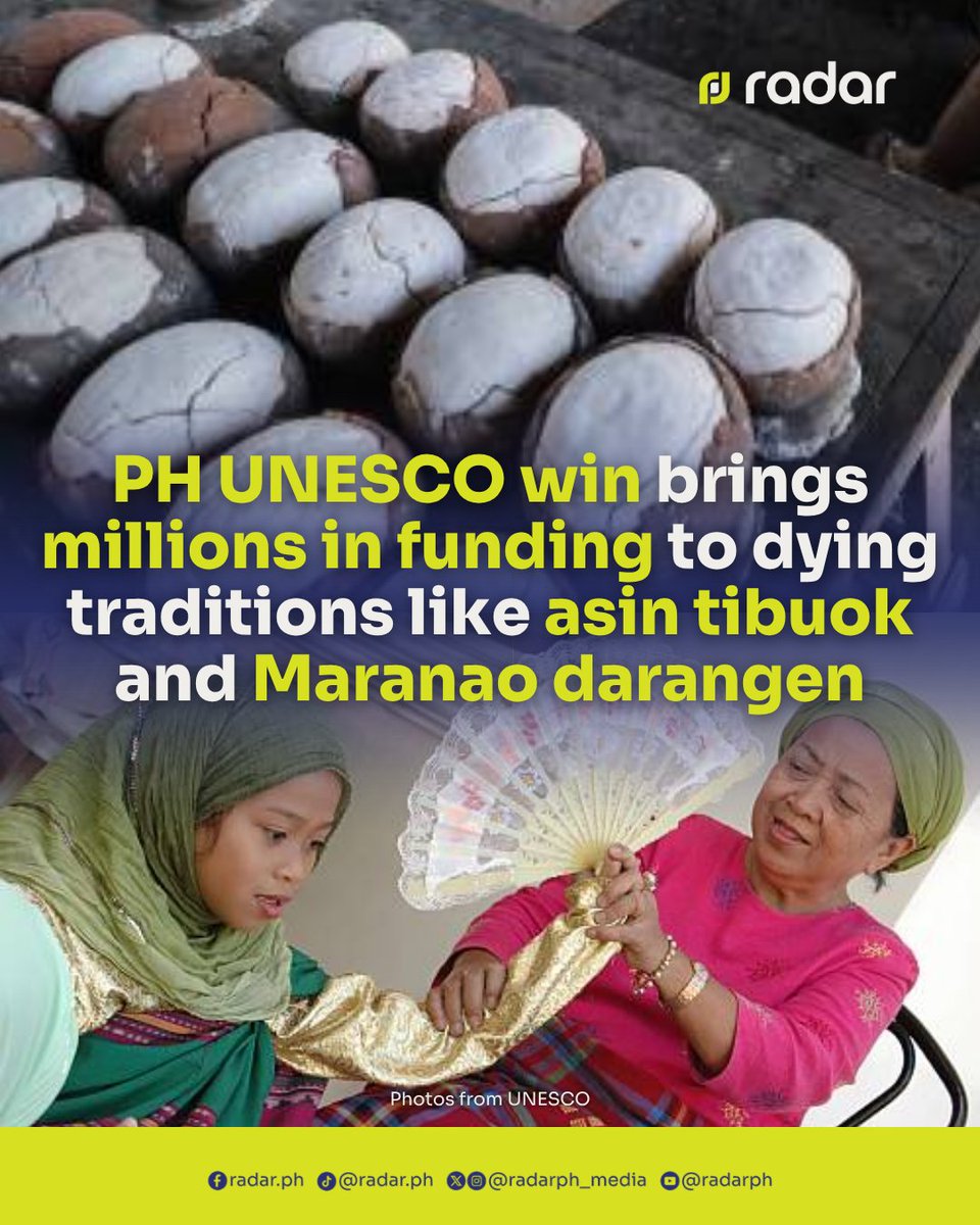 radarph_media's tweet photo. The Philippines secured a historic seat on the UNESCO Intangible Cultural Heritage Committee (2026–2030), winning a landslide 106 votes over contenders like South Korea. Steering global policy alongside Japan, Indonesia, and Cambodia, Manila will now directly access international funding, climate protections, and legal safety nets to safeguard vulnerable indigenous communities and preserve dying local traditions. 

DIRECT ACCESS TO THE GLOBAL SAFEGUARDING FUND

The IGC-ICH is a strong body that manages the funding and assessment mechanics of the 2003 Heritage Convention. As a member of the official committee, the Philippines now has direct voting power in deciding which global traditions will be included in the List of Intangible Cultural Heritage in Need of Urgent Safeguarding.

Being on this list is an international emergency beacon, prompting immediate financial and technical assistance from the UNESCO Heritage Fund. This role enables the country to fast-track its own endangered practices for critical international aid, such as the complex Hudhud chants of the Ifugao, the multi-ethnic Buklog rituals of the Subanen, or the fine master-weaving techniques of Aklan piña.

SHIELDING VULNERABLE IDENTITY FROM THE CLIMATE CRISIS

Through its new UNESCO seat, the Philippines will champion a critical issue: safeguarding living heritage in climate-vulnerable communities. When super-typhoons displace remote tribes, the intergenerational transmission of oral epics and traditional crafts snaps overnight as elders pass away and youth migrate.

To combat this issue, the Philippines will pioneer UNESCO capacity-building programs to digitally log, map, and legally insulate tribal arts before disasters strike—guaranteeing cultural survival even when local geography is permanently disrupted. 

FINANCIAL LIFELINES FOR GRASSROOTS ARTISANS

The National Commission for Culture and the Arts (NCCA) has been running underfunded Schools of Living Traditions (SLTs) for years—informal, community-led spaces where tribal masters teach indigenous crafts, pottery, and music directly to neighborhood youth.

In the past, heritage conservation meant preserving immobile artifacts behind glass in Manila museums. “Through this committee seat, the Philippines will be able to reorient the world’s agenda to support living, breathing transmission.

UNESCO’s structural support guarantees institutional safeguards for local SLTs and thus protects the economic rights of local creators. Tribal knowledge such as the production of Bohol's Asin Tibuok or Maranao Darangen performances will be legally shielded from corporate exploitation or fast-fashion copying, keeping the economic benefits entirely within the indigenous communities that created them.

For a remote weaver in Aklan or a tribal elder singing centuries-old epics in the Cordilleras, this international milestone means that the global community has officially recognized their right to thrive.

Which Pinoy tradition, local craft, or festival are you most proud of and want to see protected on the global stage next? Let us know in the comments below!

radar Lifestyle

#radarPH #radarPHLifestyle