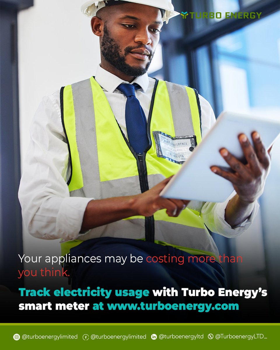 TurboenergyLTD_'s tweet photo. With Turbo Energy smart tracking, you see what’s consuming the most power and adjust instantly.
Take control now via our website at https://t.co/hcwWYmofcS.
#SmartEnergySolutions #EnergyEfficiencyTips #PowerYourHomeRight #NigeriaIndependenceDay #PrepaidEnergyControl https://t.co/NMYj5FjEF7