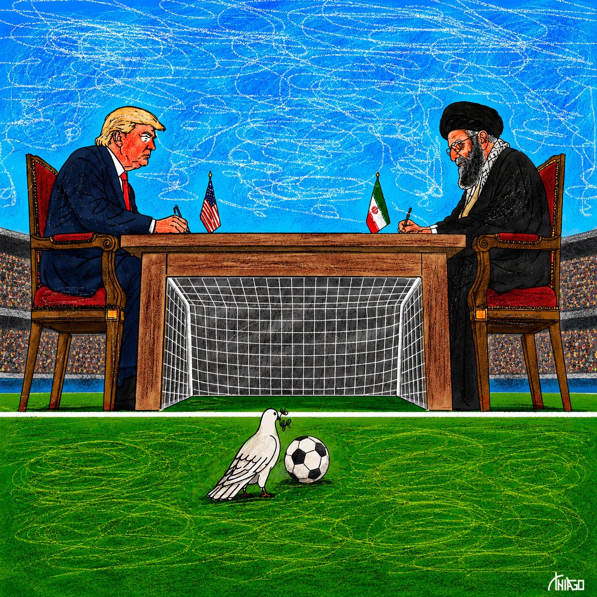 jc_pe's tweet photo. #charge de Thiago Lucas (@thiagochargista), para o Jornal do Commercio. #paz #copadomundo #EUA #USA #trump #futebol #irã #chargejornaldocommercio #chargethiagojc #chargethiagolucas #chargethiagolucasjc
 Thiago Lucas https://t.co/5v9nyqOlNe