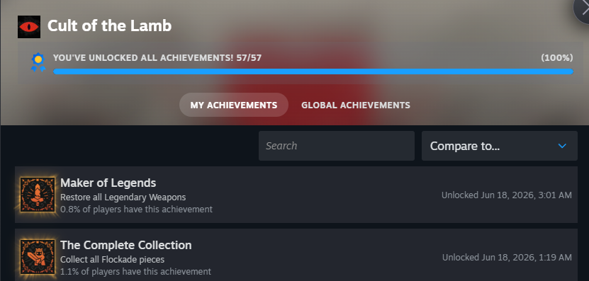 StarNugget16's tweet photo. Guess who 100% Cult of the lamb UwU. Finally got the final 2 achievements I needed in for the woolhaven DLC. ⭐
#CultOfTheLamb #COTL #Completion #MyFavGame https://t.co/4NtzKF0YfL