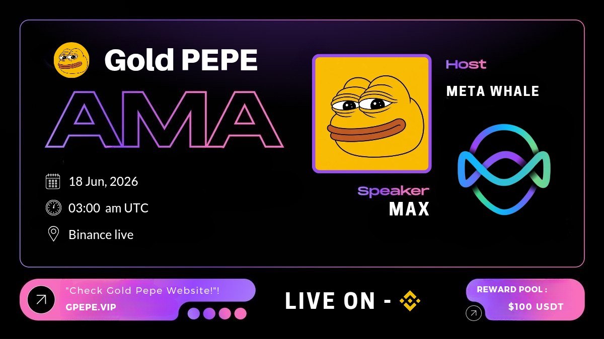 MetawhaleGL's tweet photo. 🔔AMA ANNOUNCEMENT🔔

📢 We will hold an Binance live #AMA With 
@GPEPE_BSC 
 🔥

⏰ 10 June , 2026 at 03 PM UTC 

🧑‍🎤 Guest :  Max

🎁 $100 USDT Rain Box!

⚡ Add Reminder : https://t.co/ibnxk0C5rG

✅ Follow 
@GPEPE_BSC 
 &amp; 
@MetawhaleGL
 
✅ Like, RT &amp; Comment your Questions https://t.co/dXOspuICCf