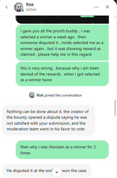 Web3GuyPk's tweet photo. The @Pumpfun bounty is a big, ongoing scam. Imagine winning a bounty, someone disputes it, and you still win after 7-10 days of checking... but guess what? The mods lock your rewards. All that hard work down the drain. I am attaching screenshots here 👇👇 https://t.co/TJIRjV4ayC